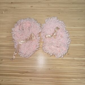 Vintage Pink Fuzzy Baby Booties